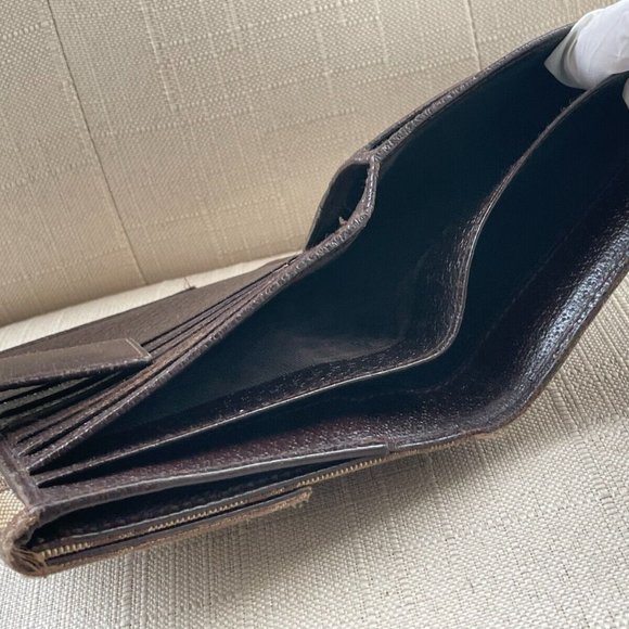 Gucci Women Wallet Card Holder Billfold Brown Leather GG Canvas Made in Italy - Picture 12 of 12